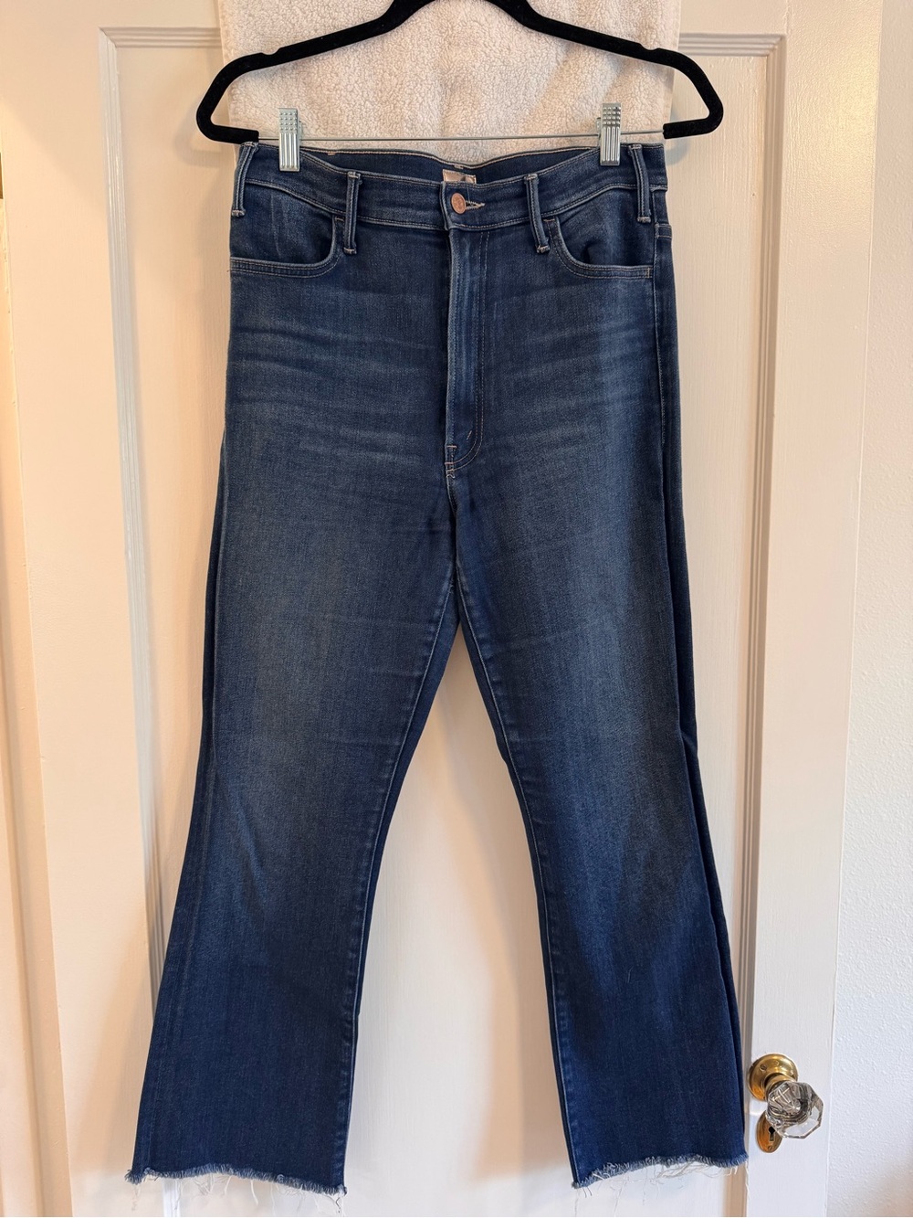 MOTHER The Hustler Ankle Fray Jeans Dark Wash Size 30